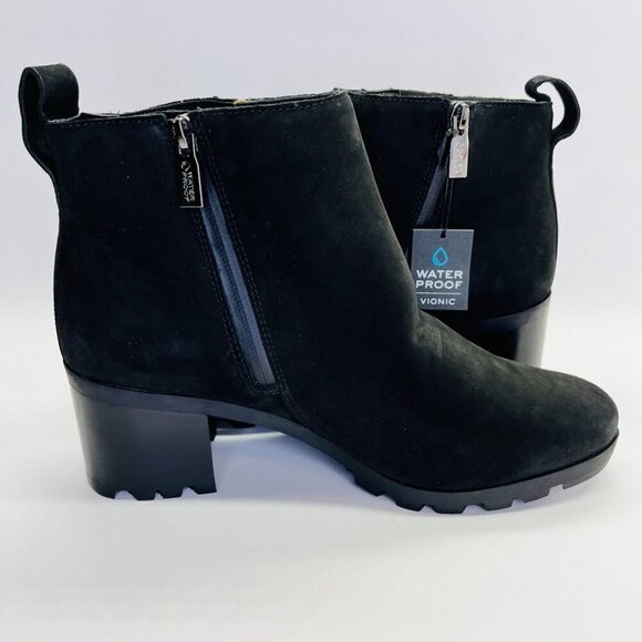 Vionic Wilma Women's Heeled Ankle Boot Size 9.5 in Black W Lug Sole Block Heel - Picture 6 of 16